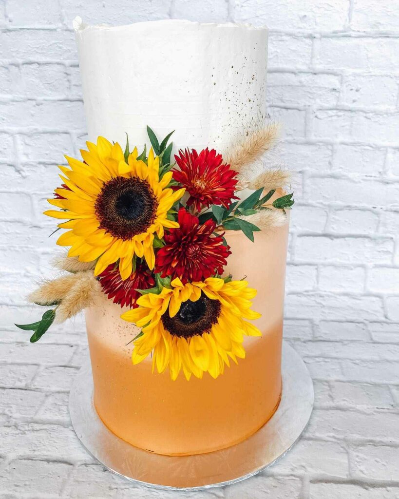 ombre fall wedding sunflower cake