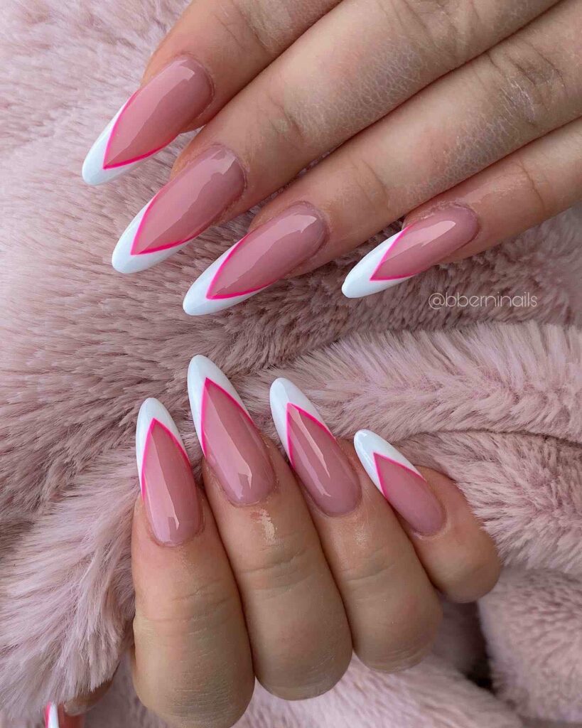 pink classy French wedding nails ideas