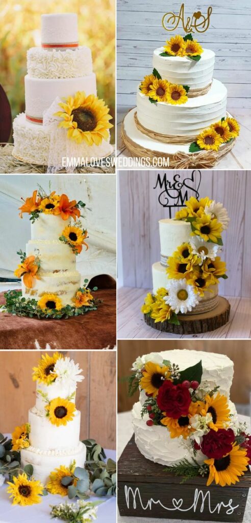 rustic sunflower wedding cake ideas