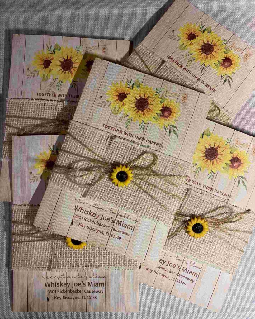 rustic wedding sunflower burlap decoration wedding invitation ideas