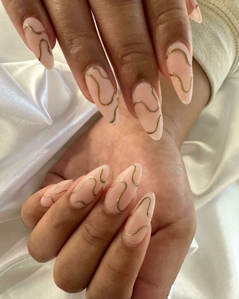 simple and classy nude almond wedding nails art