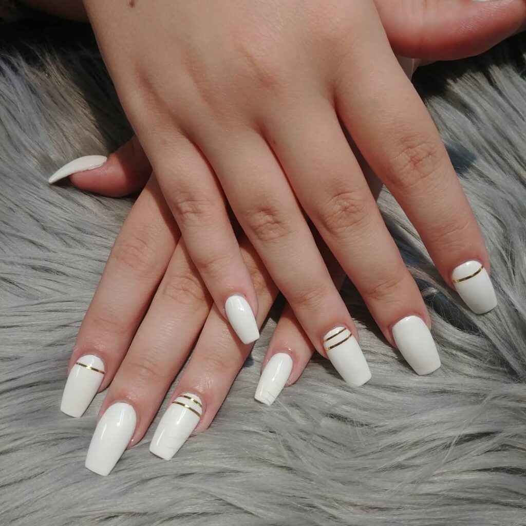 simple and elegant milky white bridal nails ideas