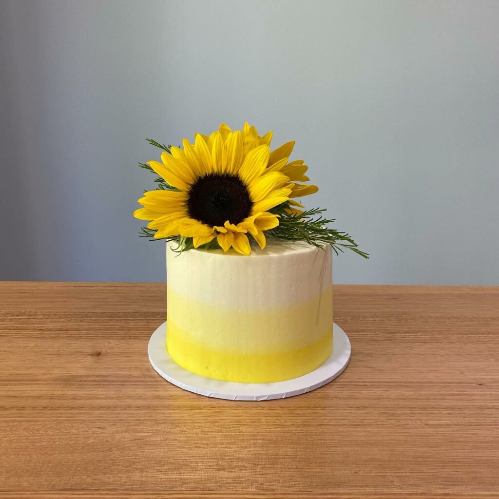 small wedding lemon sunflower cake