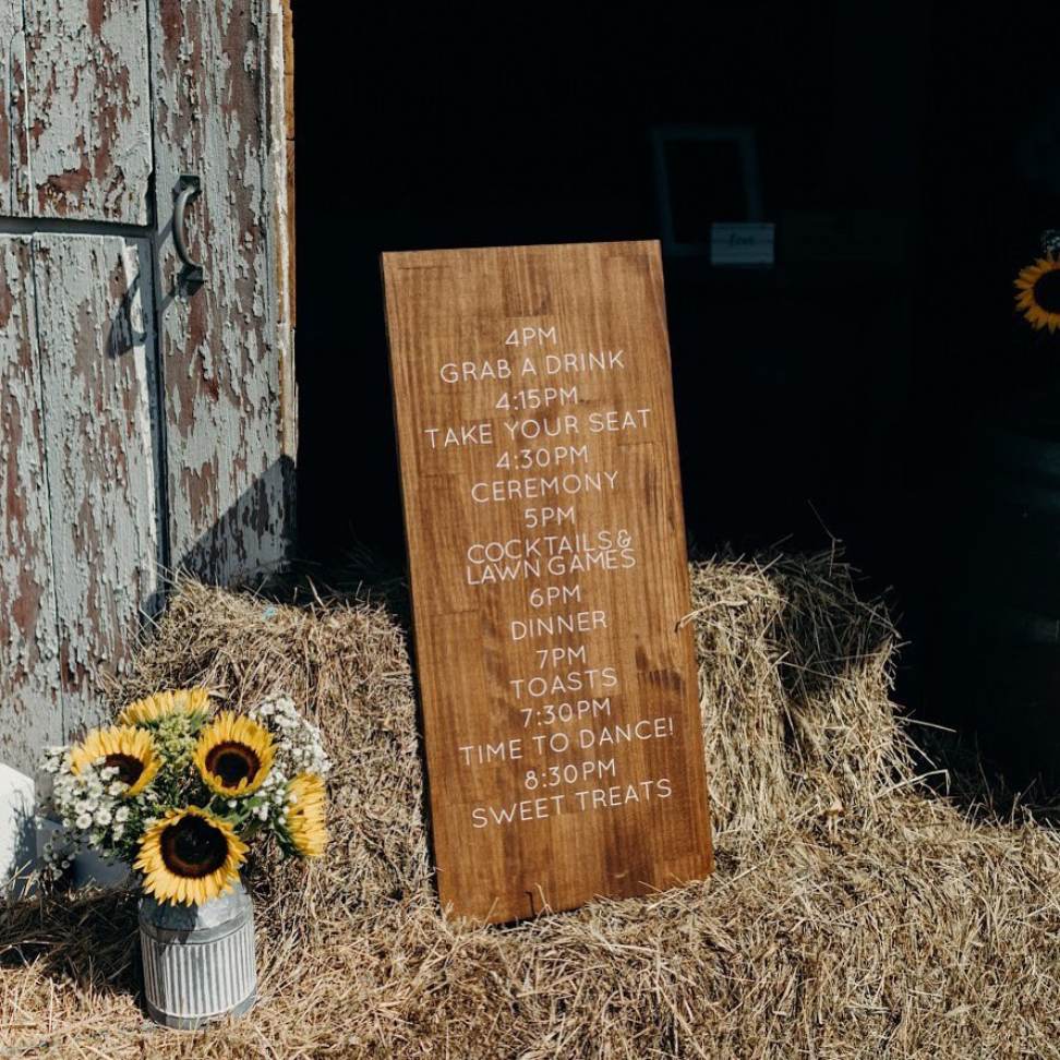 sunflower barn wedding signage ideas