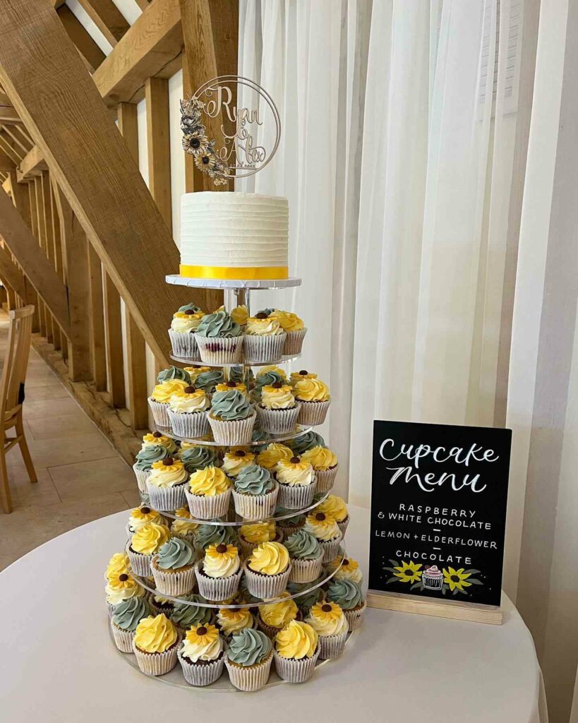 sunflower cupcake tower wedding cake