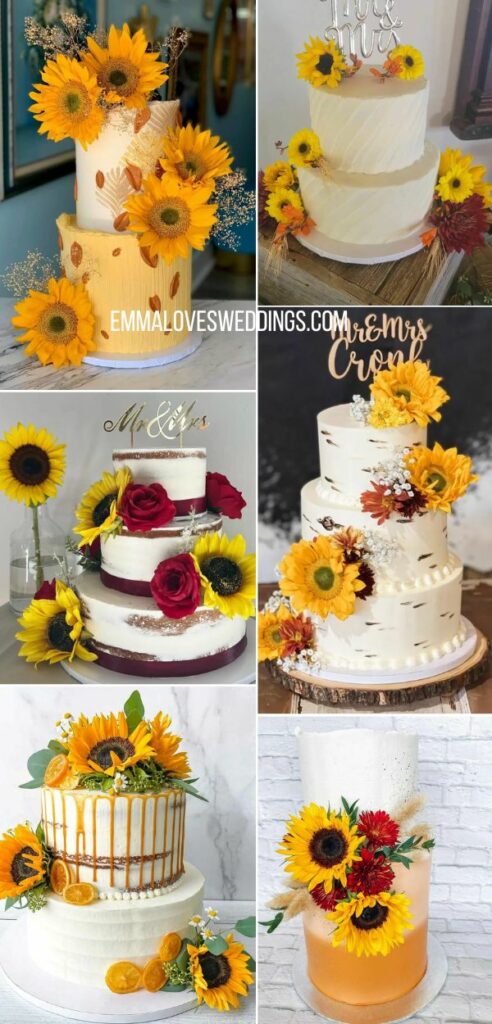 sunflower fall wedding cake ideas