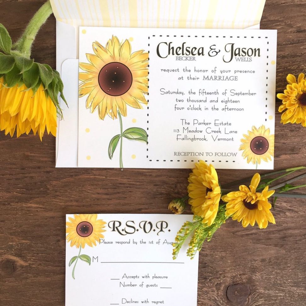 sunflower fall wedding invitation ideas