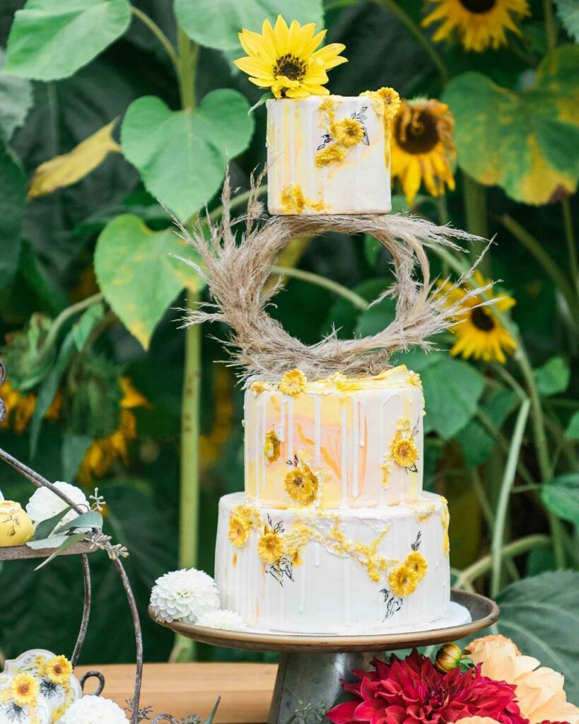 sunflower intimate wedding cake ideas