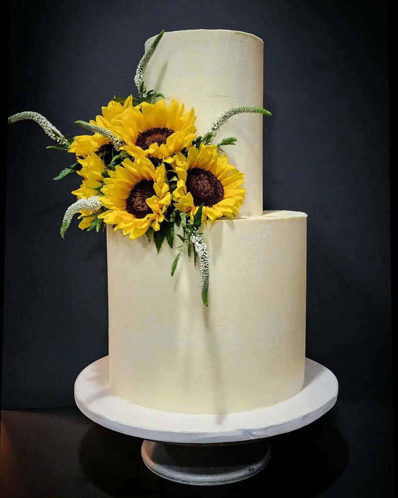 sunflower simple wedding cake