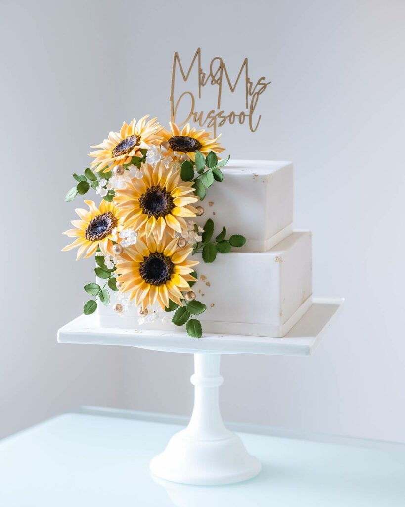 sunflower summer small wedding cake