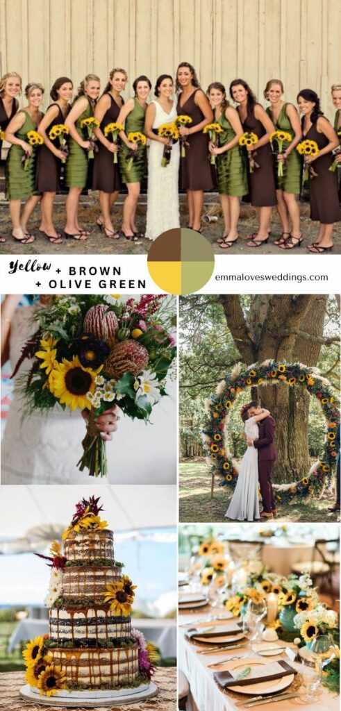 yellow, brown and olive green September warm and natural wedding colors