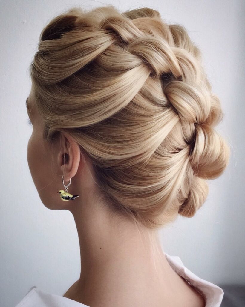 beautiful twisted braid bridesmaid wedding hairstyle for thin hair
