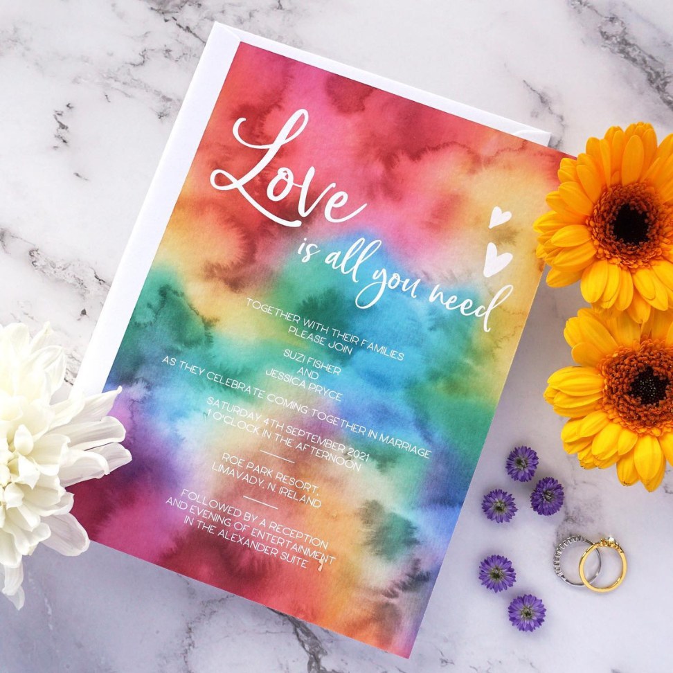 beautiful watercolor LGBTQ wedding invitation ideas