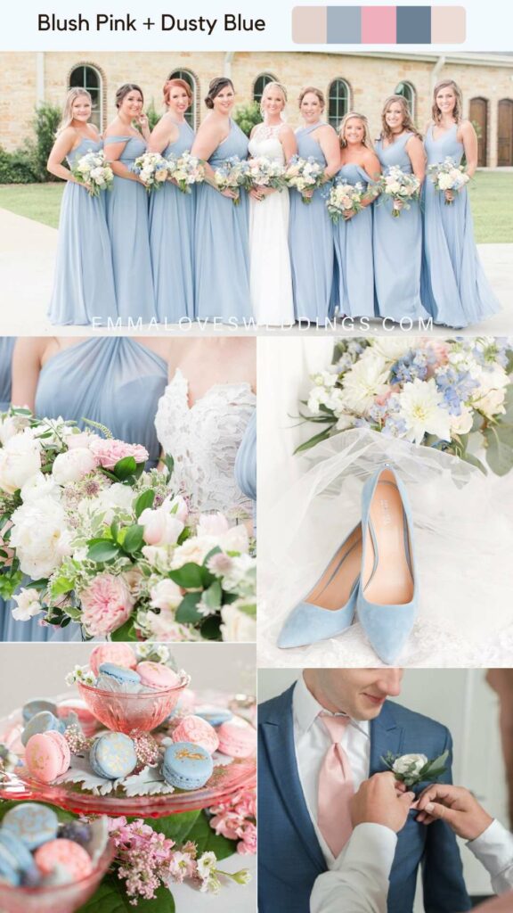 blush pink and dusty blue wedding color ideas