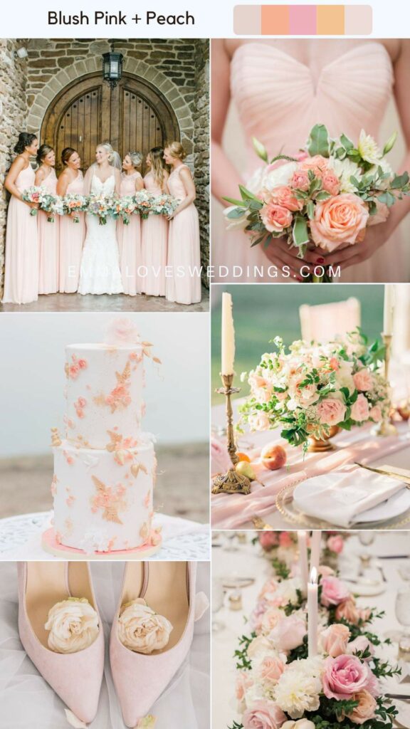 blush pink and peach wedding color ideas