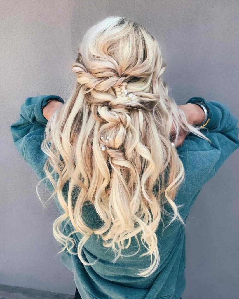 boho wedding hairstyle with infinity braids