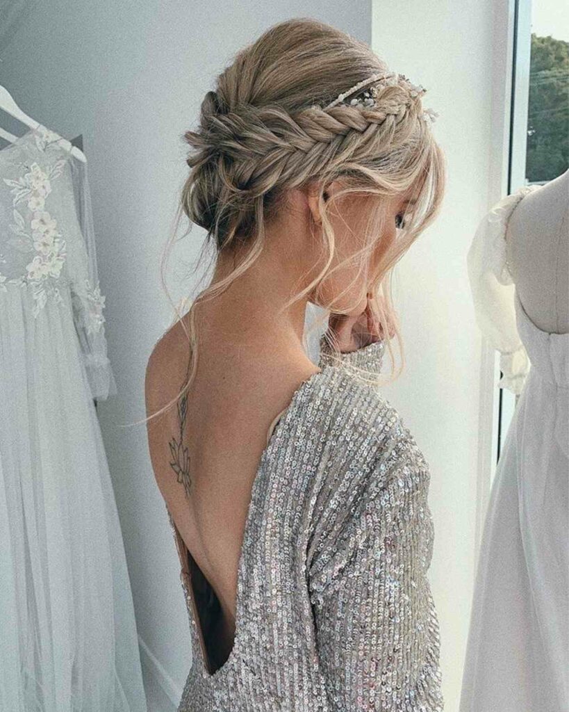 braided milkmaid boho chic wedding hairstyle