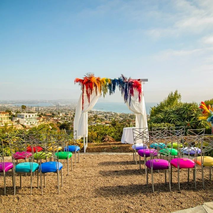 colorful lesbian aisle outdoor wedding decorations