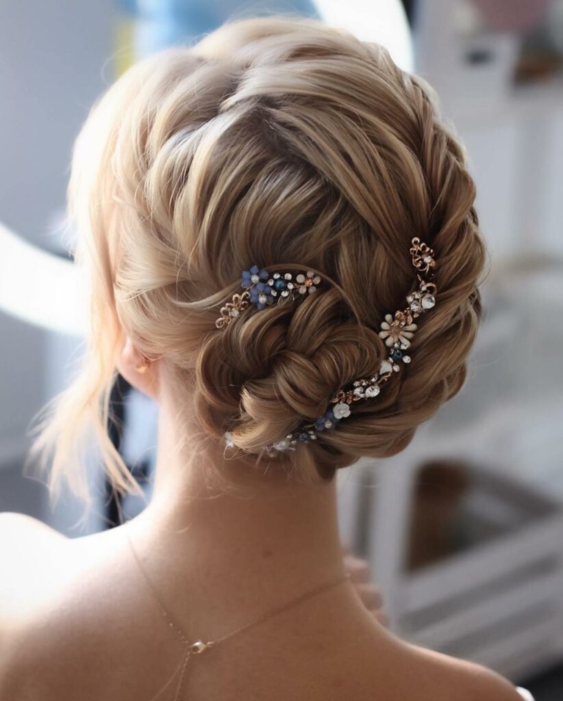 elegant braided thin hair updos with hair pins