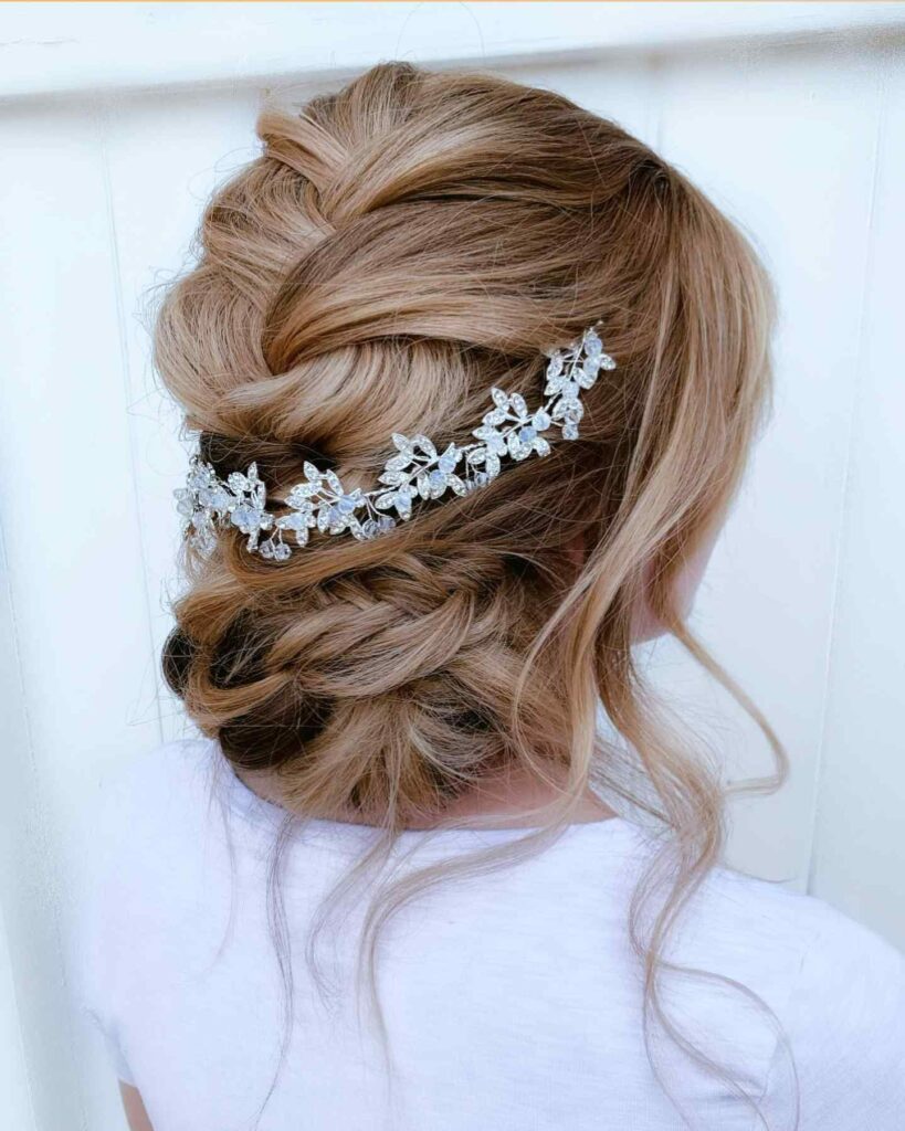 elegant loose braided bridal hairstyle