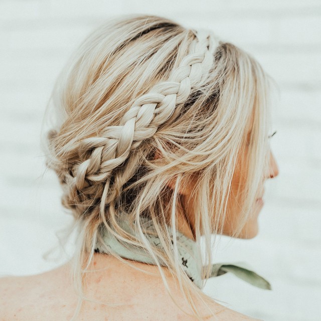 gorgeous milkmaid braided bridal hairstyle for straight hair