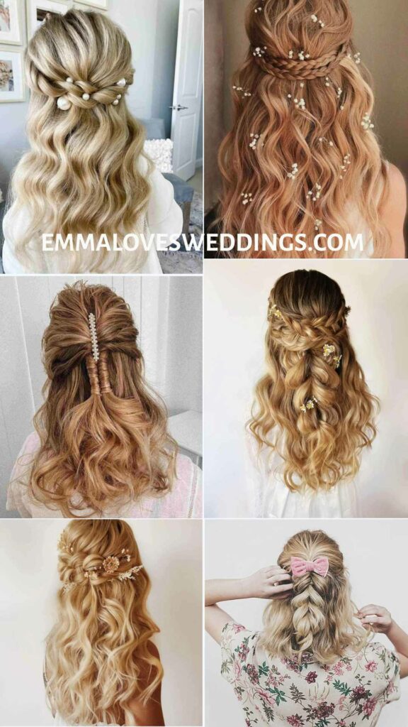 half up half down hairstyles for wedding with braids