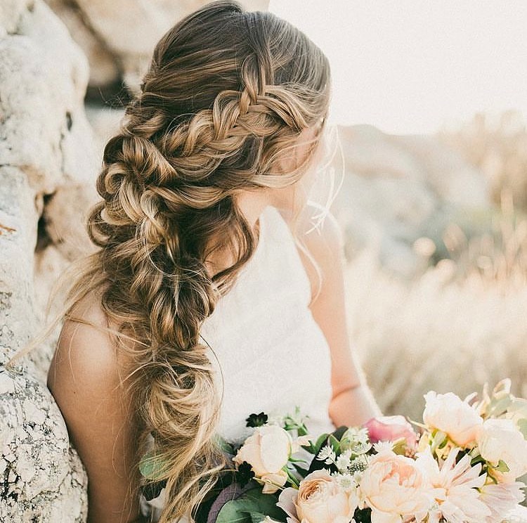 loose braided outdoor wedding hairstyle