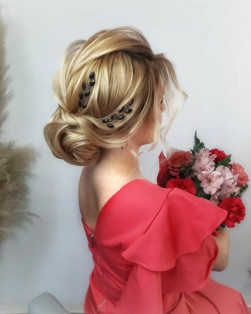 loose wedding hair updo for long thin hair with hair piece