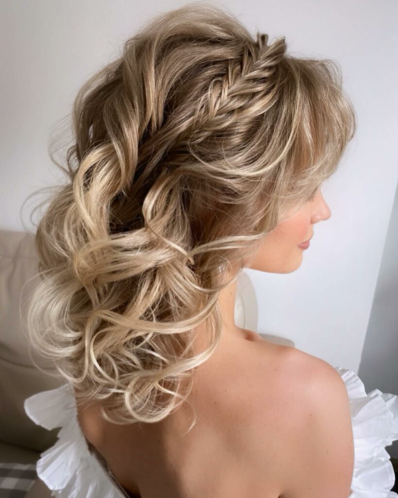 natural curls thin hair with braided wedding hairstyle for airy looks