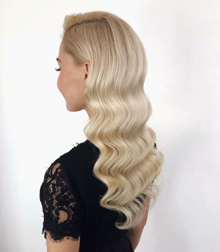 old Hollywood waves wedding hairstyle for long thin hair