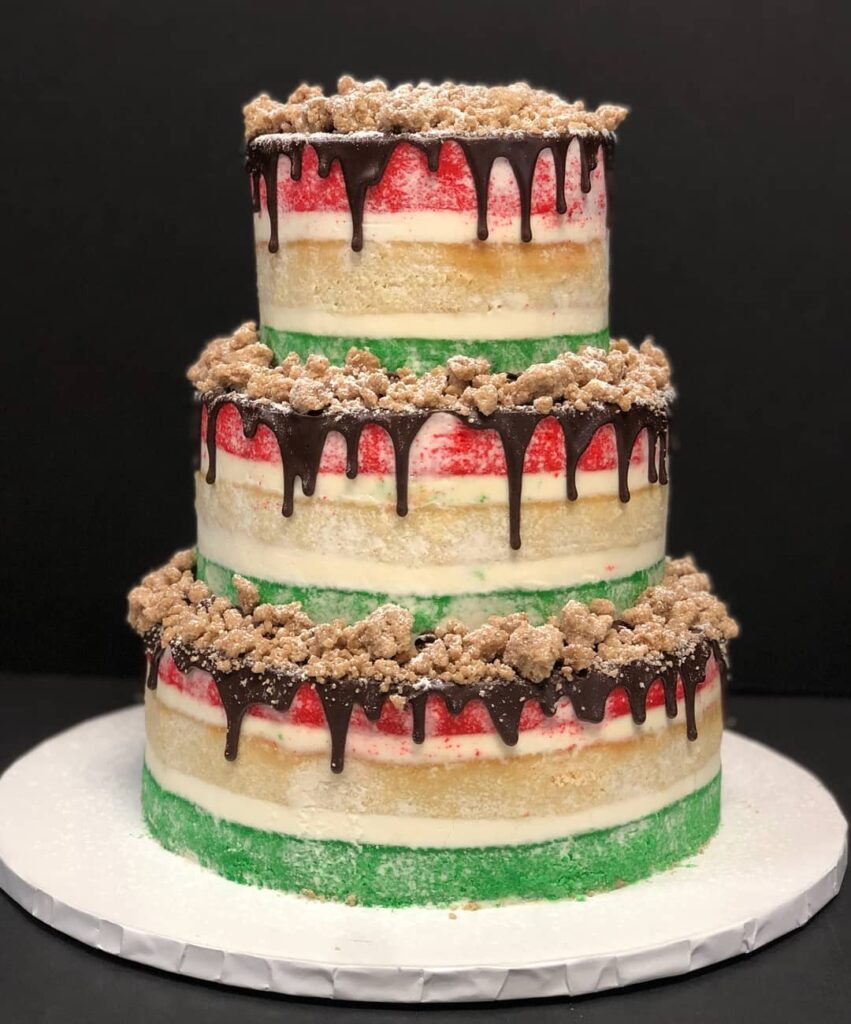 rainbow cookie crumb lesbian wedding cake