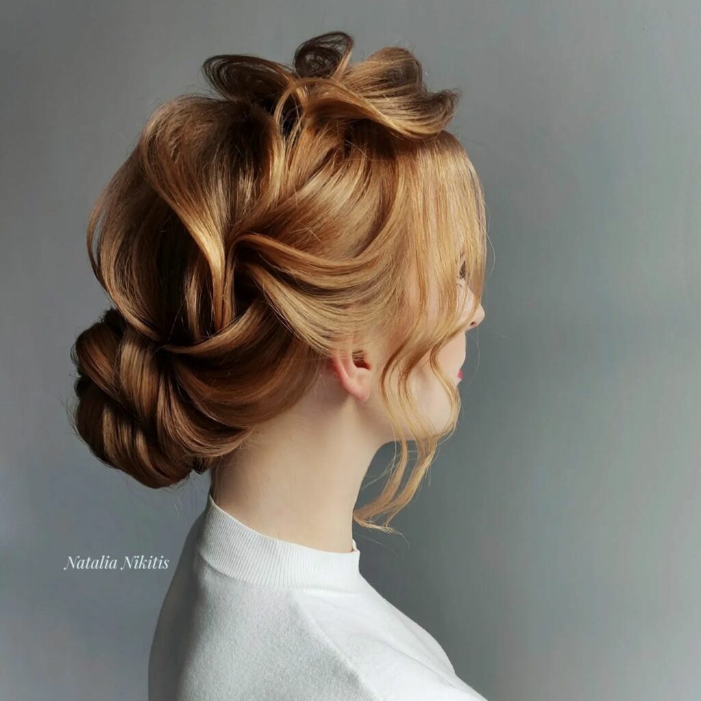slightly twisted and textured wedding hairstyle with low bun for thin hair
