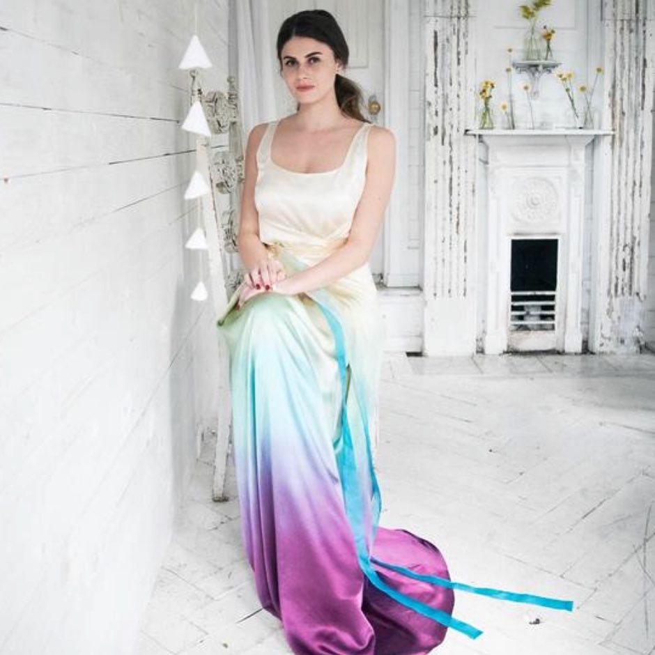 super comfortable rainbow ombre wedding dress