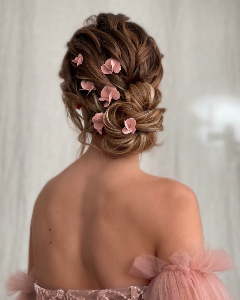 textured fall wedding updo for thin hair