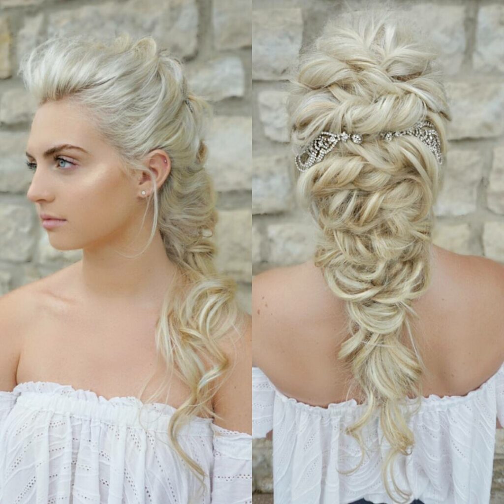 texture thin hair wedding braided hairstyle for beach wedding