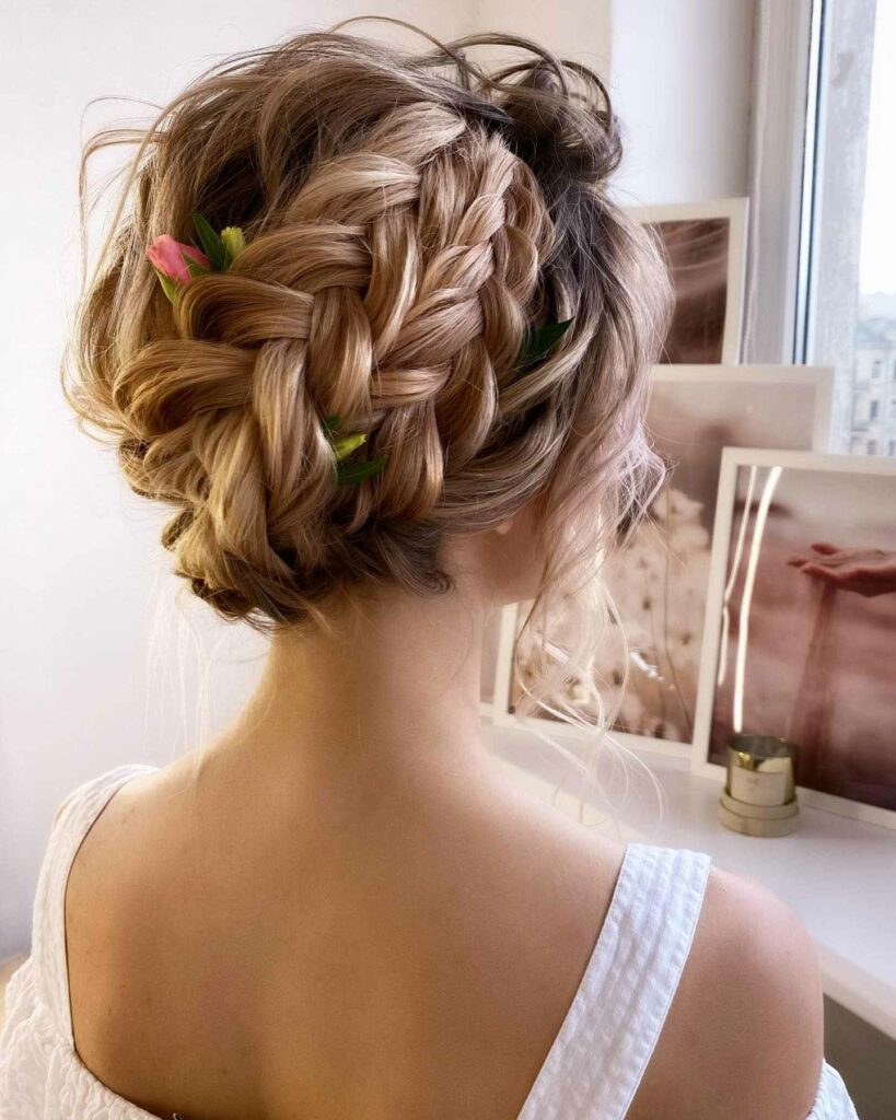 textured braided beach wedding hairstyle for thin hair