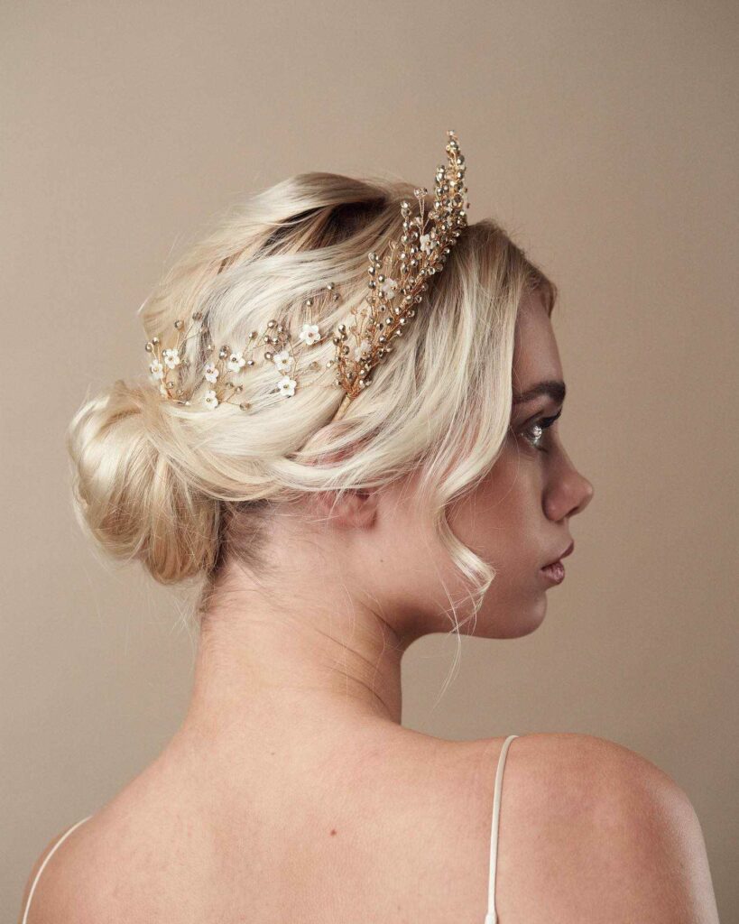 thin hair wedding hairstyle with gorgeous hair piece