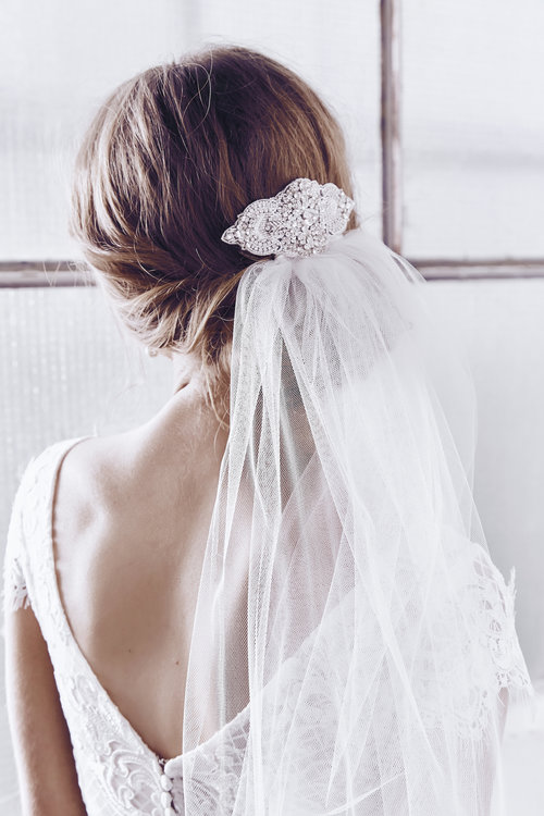 updo wedding hairstyle for thin hair with veil