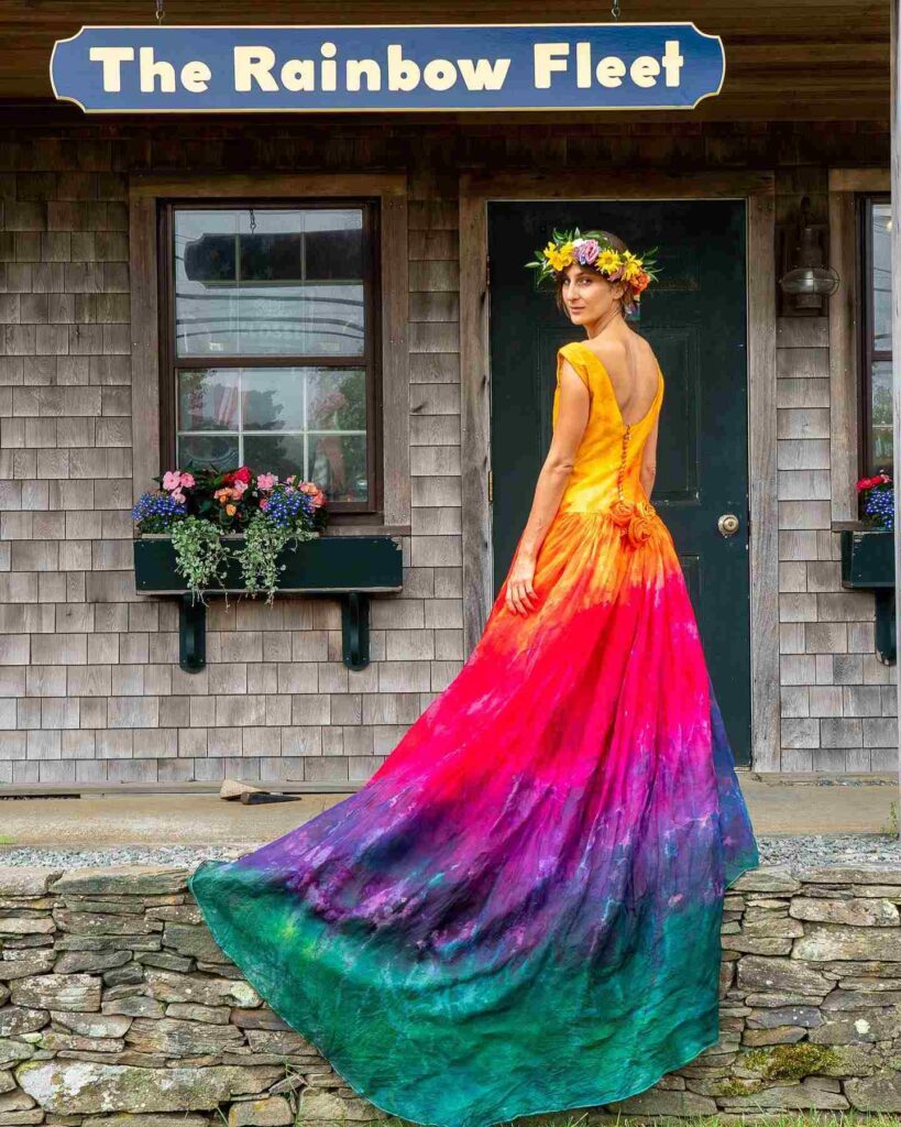 ombre dip dye rainbow wedding dress