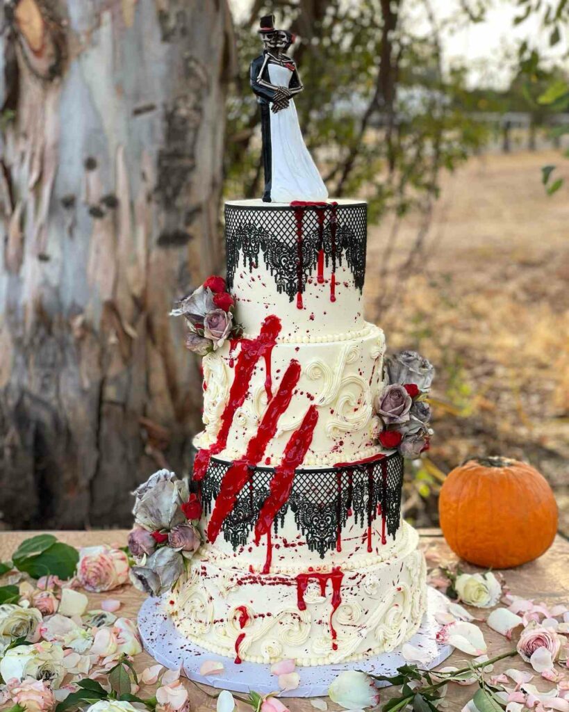 Halloween wedding cake with gothic glam