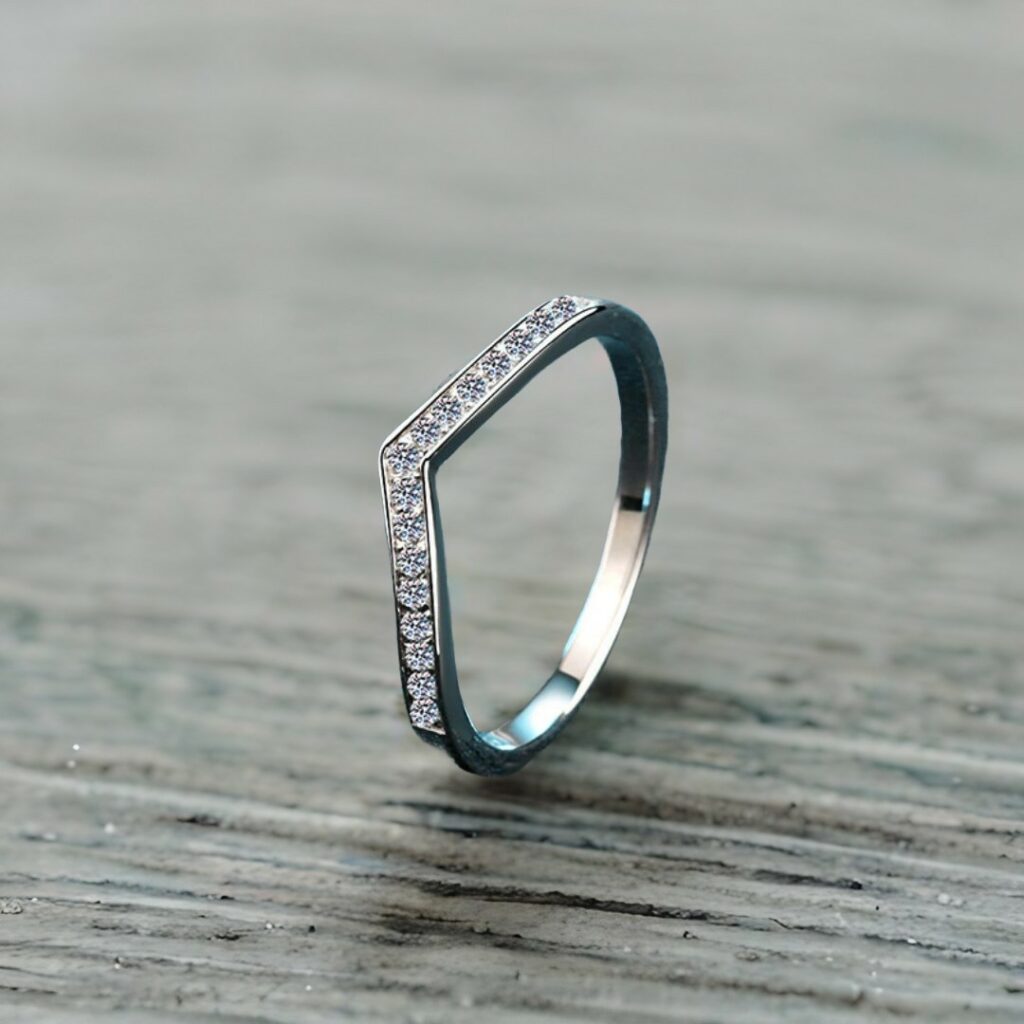 curved sterling silver wedding band