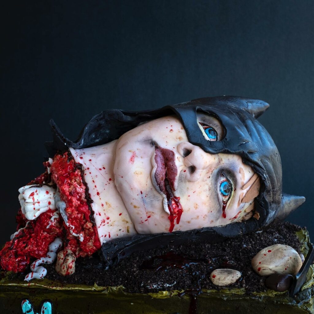 gothic batman head spooky wedding cake