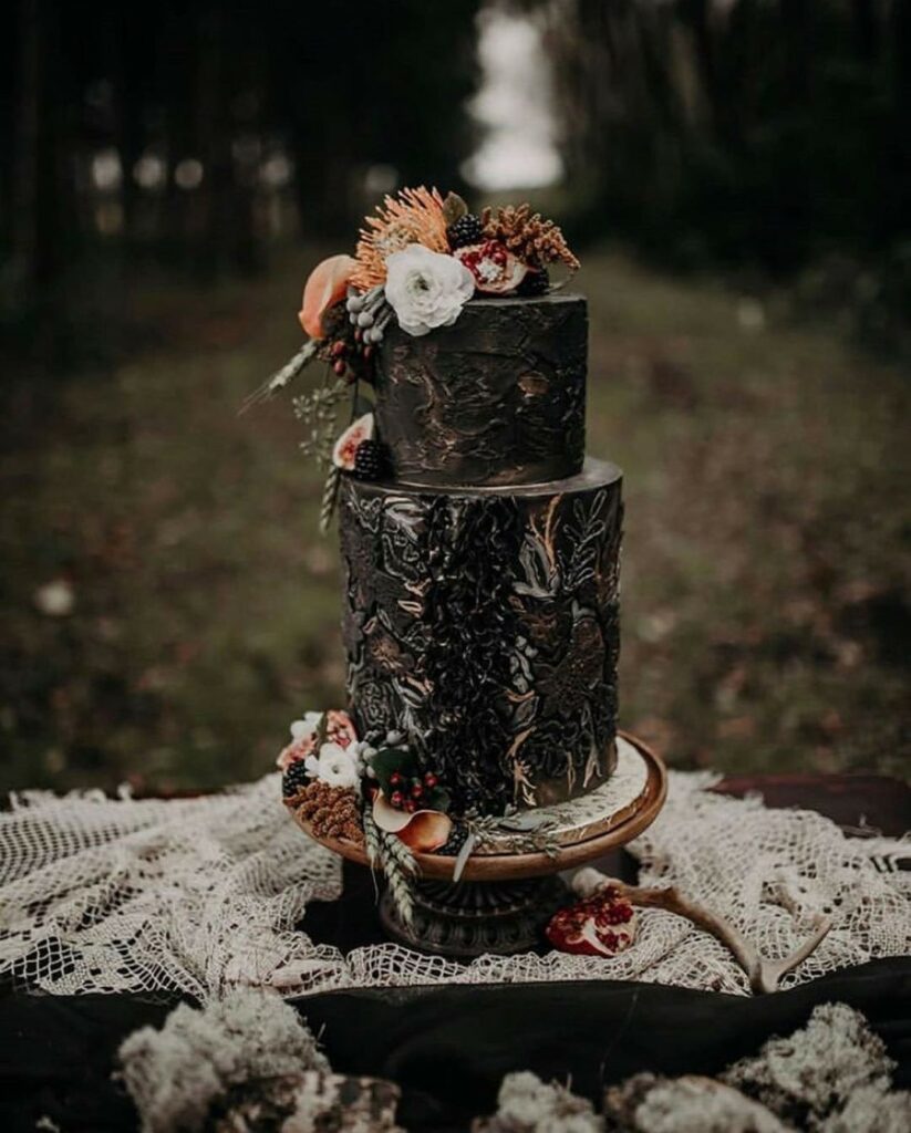 gothic rustic inspired wedding cake