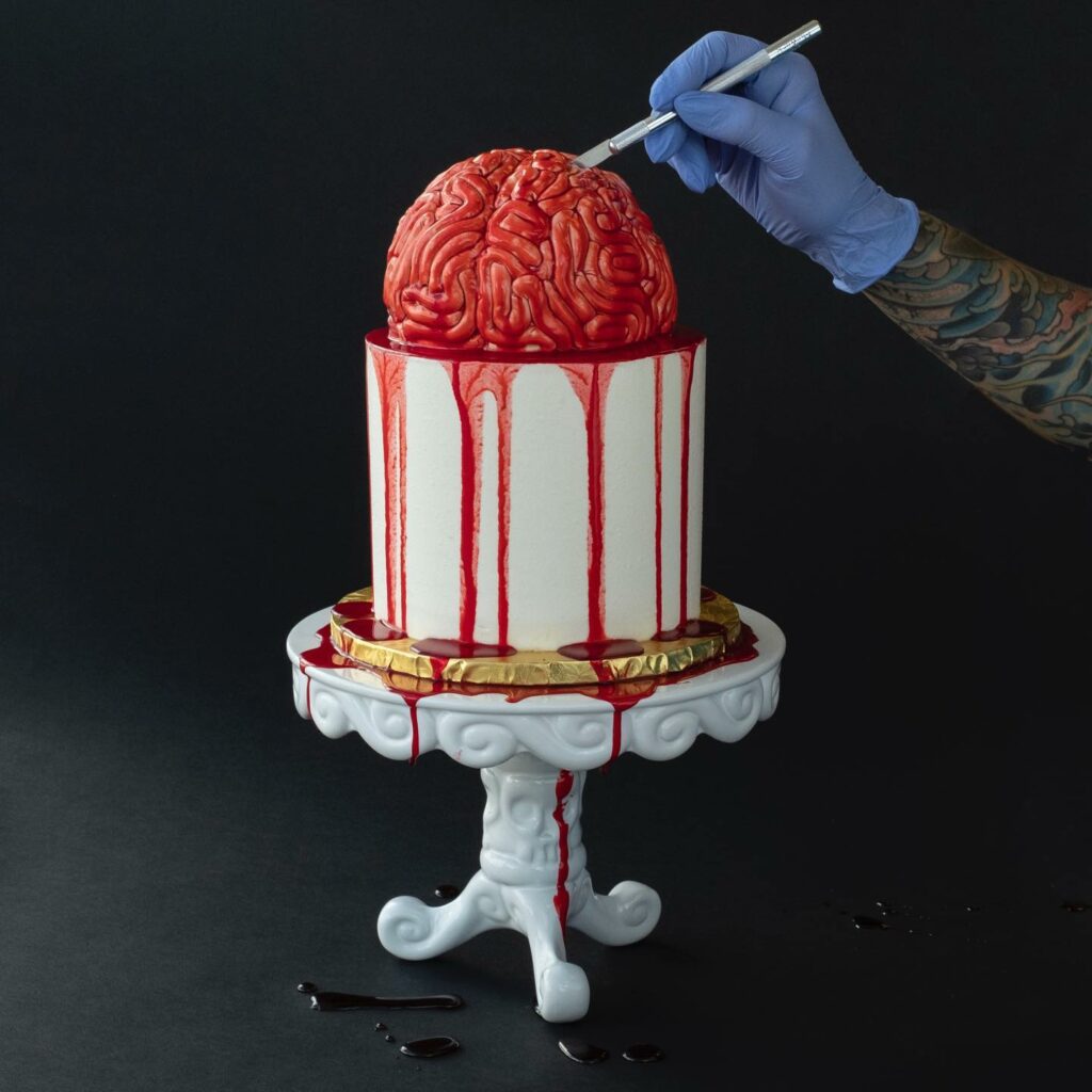 human brain Halloween wedding cake
