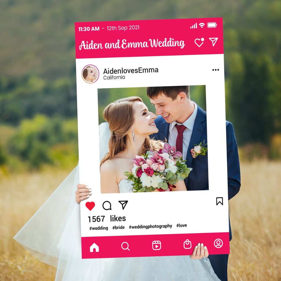 Instagram customized wedding selfie frame photo booth