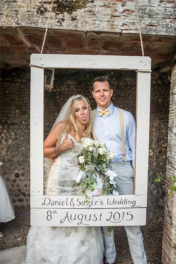 personalized photo booth frame for outdoor summer wedding