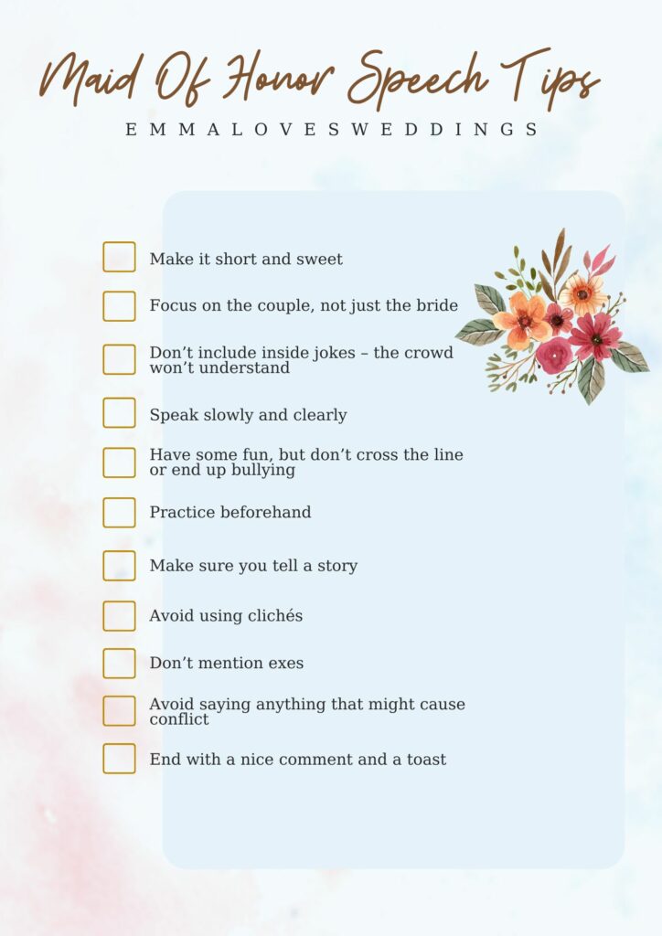 tips for your maid of honor speech