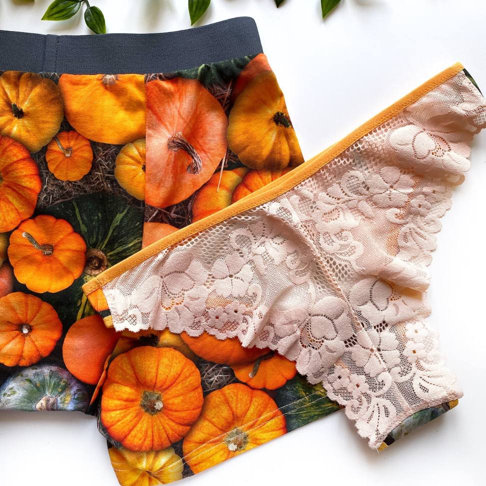 Halloween matching pumpkin print underwear for couples