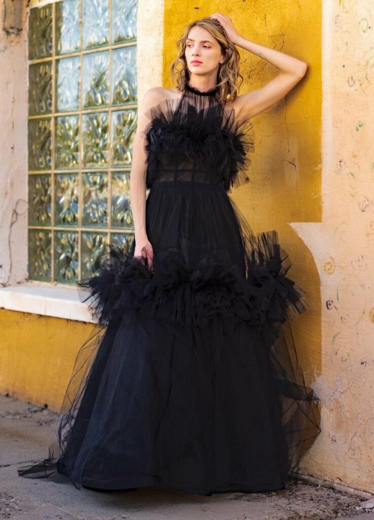 black corset wedding dress
