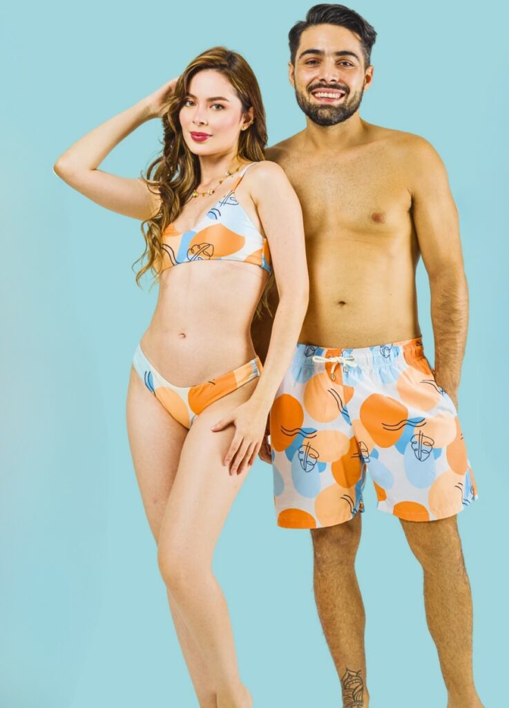 breeze print couple matching swimwear